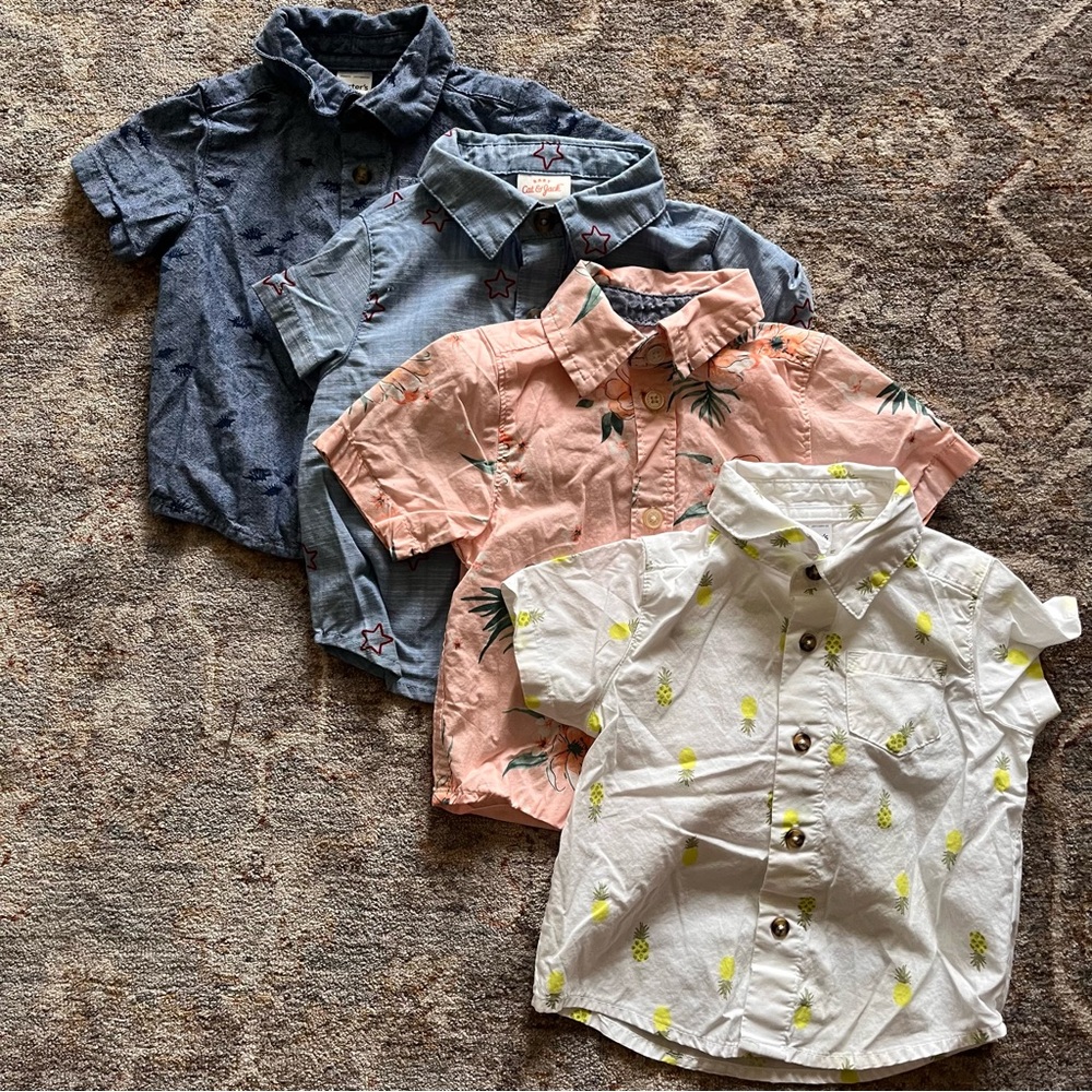 BABY: Button Down Printed Short Sleeve Shirt Set